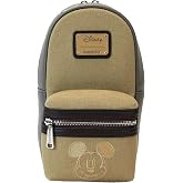 Loungefly Disney Mickey and Friends Faux Leather and Canvas Water Bottle Crossbody Bag