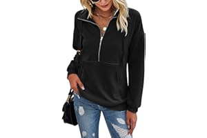 RANPHEE Womens Long Sleeve Tops Lapel Zipper Casual Sweatshirt Loose Pullover Shirts Activewear Running Jacket