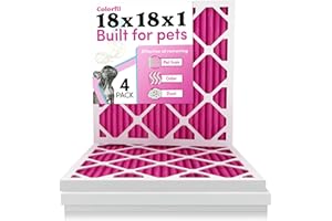 18x18x1 Air Filter by Colorfil | Color Changing Filters Designed for Cat and Dog Odor | MERV 8 Filter | Air FIlter 18x18x1 | Air Conditioner Filter | HVAC Filter for Pet Hair | 18x18 Air Filter 4 pack