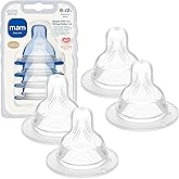 MAM Baby Bottle Nipple Mixed Flow Pack, Slow Size 1 and Medium Flow Size 2 for Newborns 0+ Months, Skin Soft BPA Free Silicone, 94% Nipple Acceptance, Fits All MAM Bottles, 4 Pack, Made in Europe