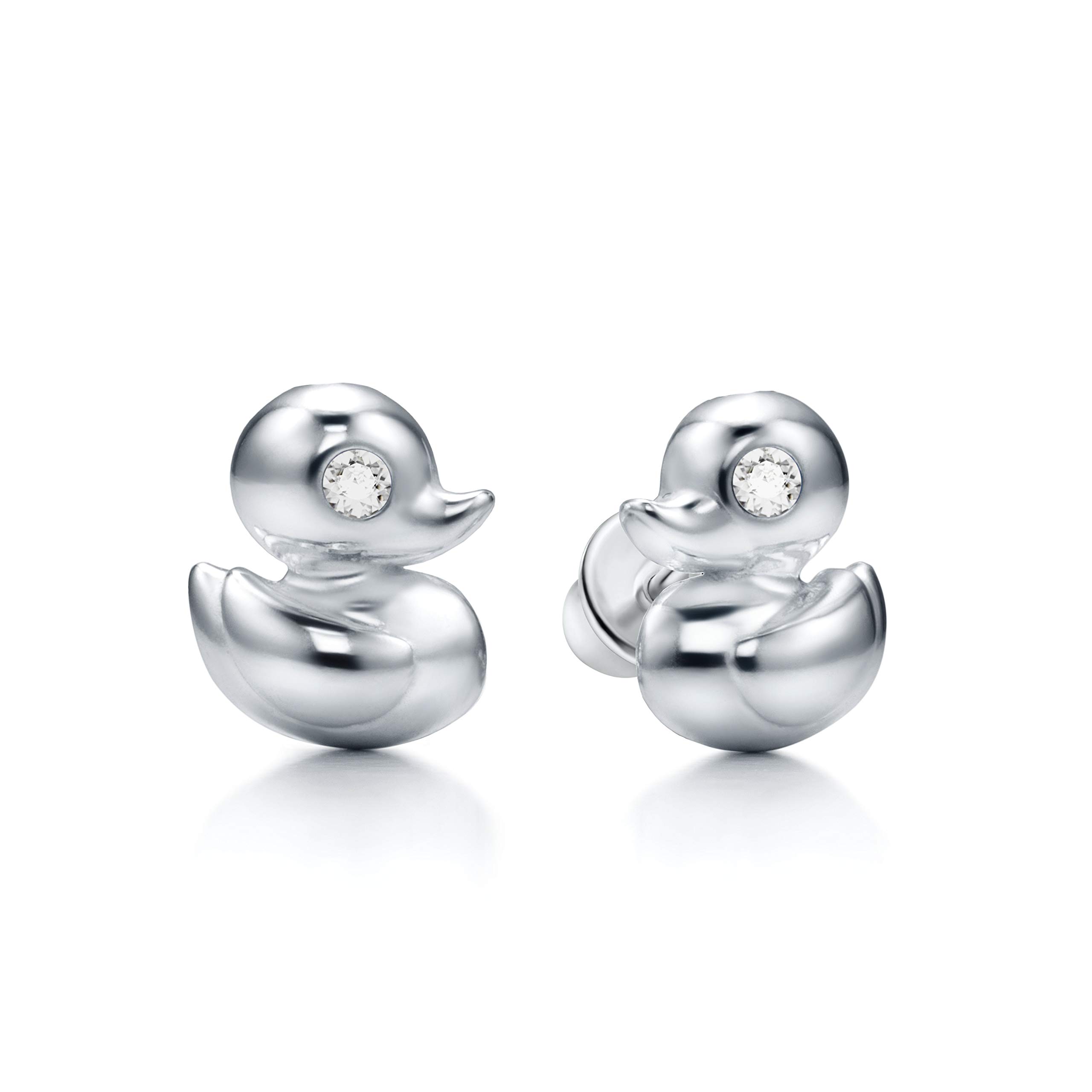 Butterfly Sterling Silver Childrens Earrings With Sparkling Crystal Detail