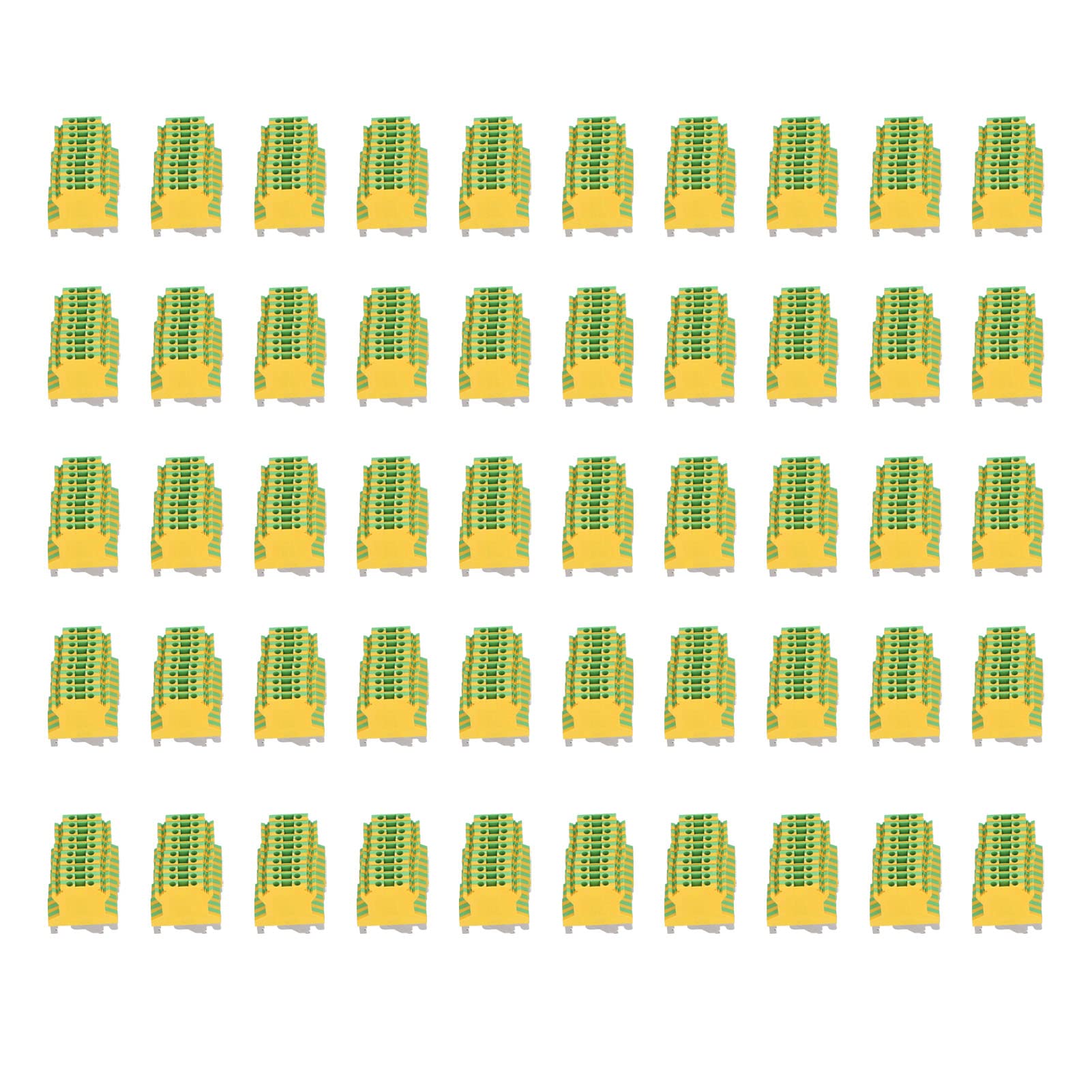 Jadeshay Din Rail Connectors,50 Pieces Din Rail Terminal Blocks Kit Universal Class Terminal Block USLKG-2.5 Grounding Electrical Crimping Terminals Block for Automation,Distribution Cabinet and DIY