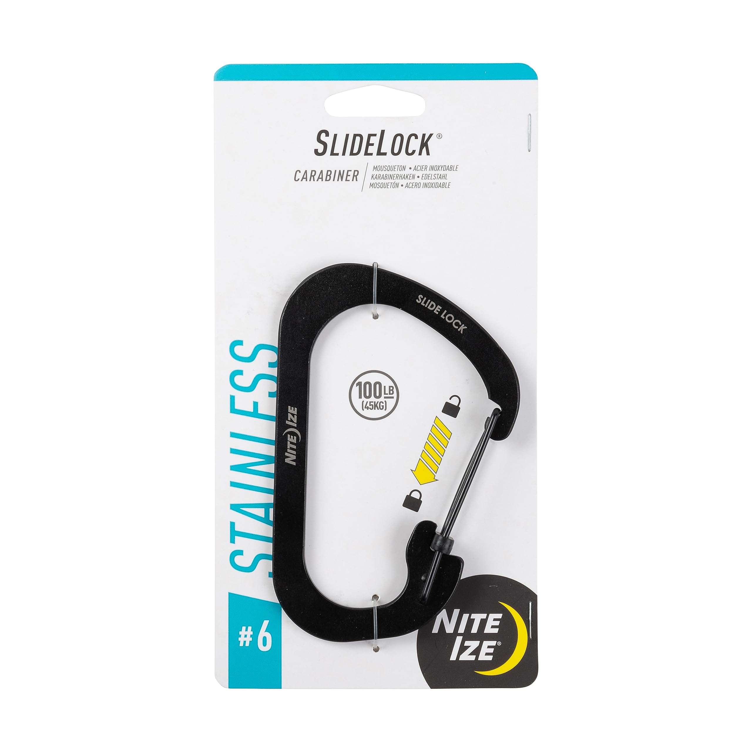Nite Ize CSL6-01-R6 SlideLock Carabiner, 6, Black