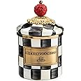 MACKENZIE-CHILDS Courtly Check Enamel Canister, Black-and-White Kitchen Storage Container with Lid, Mini