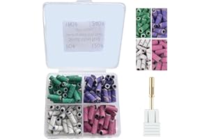 Gorvalin Small Sanding Band and Mini Mandrel Nail Bit, 120Pcs Colorful Sanding Bands 3mm Mini Nail Drill Bit for Nail Drill Acrylic Nail Gel Removing and Shaping