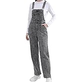 ZMTUO Women's Denim Overalls with Adjustable Straps Relaxed Fit Multiple Pockets Vintage Wash Stretchy Jean Overalls