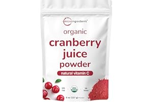 MICRO INGREDIENTS Sustainably US Grown, Organic Cranberry Juice Powder (Wild Cranberry Supplements Cold Pressed), 8 Ounce | Supports Urinary Tract Cleanse & Prostate Health* | Filler Free, Water Soluble, Pet Friendly