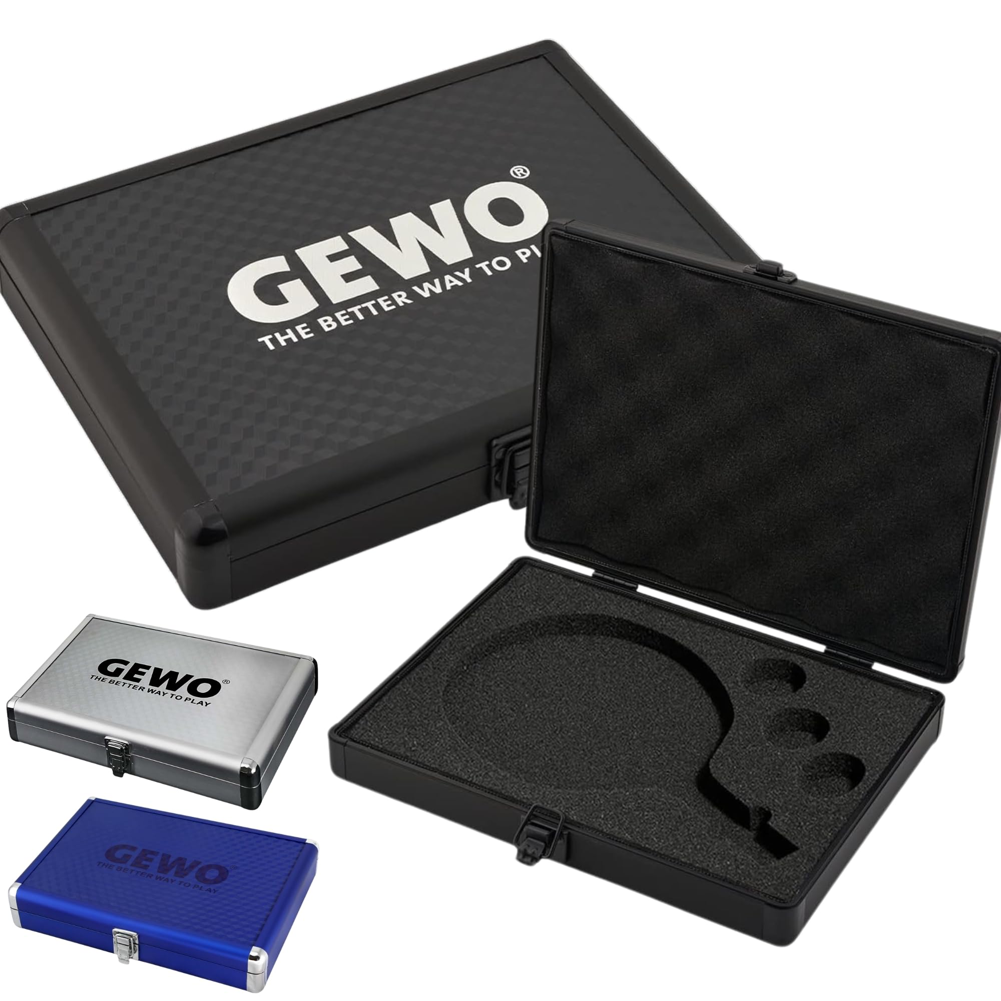 GEWO Racket Case Aluminium Safe - Table Tennis Aluminium Case with Foam for Protected Transport and Safe Storage of Table Tennis Bats and Balls - Table Tennis Bat Protective Case, Black