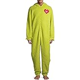 The Grinch Men's Fuzzy Plush Warm Holiday Hooded Union Suit Pajamas
