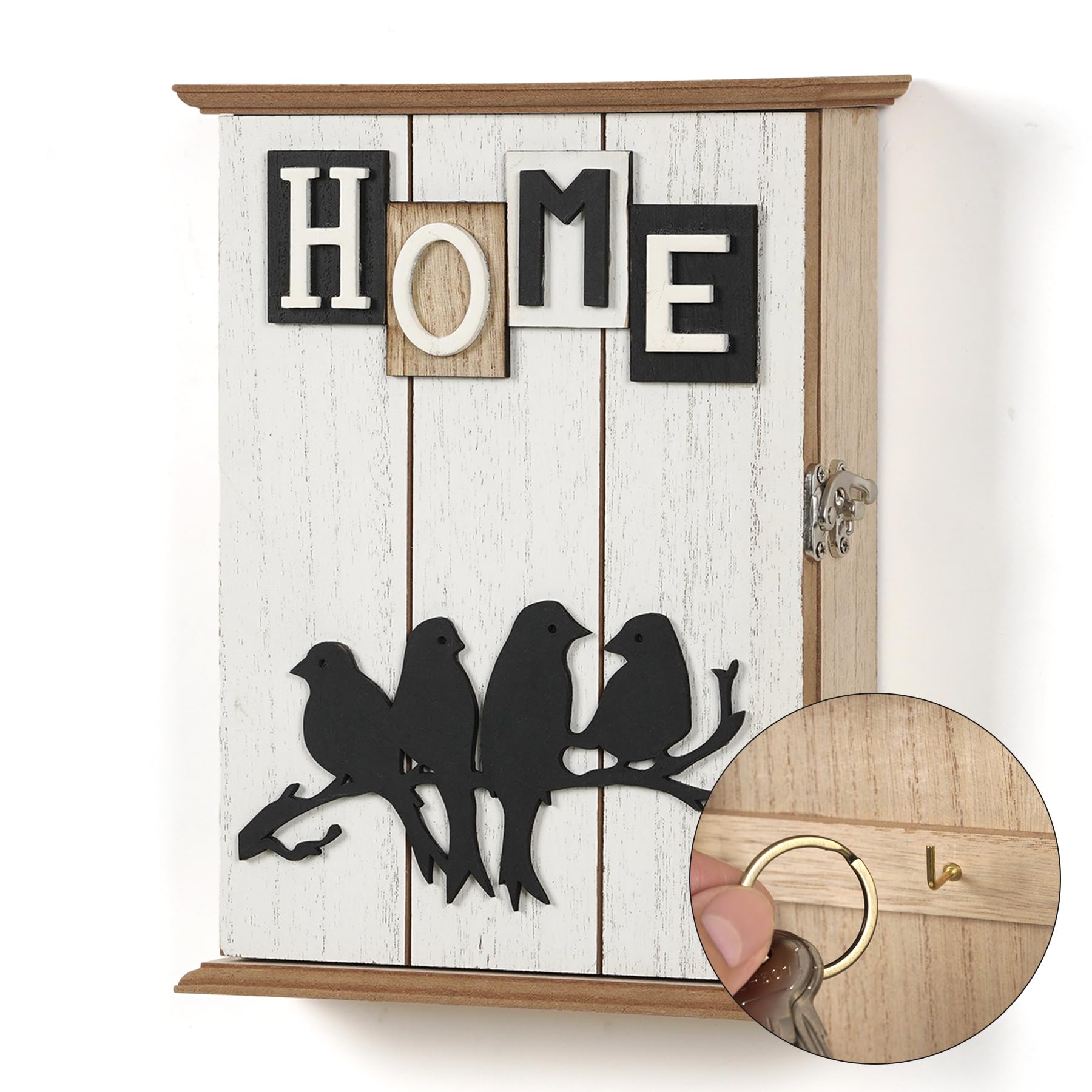 Photo 1 of QILICHZ Wood Wall Key Holder,Rustic Key Holder Wall Mount,Decorative Key Hook Rack Hanger with 6 Hooks for Farmhouse Entryway Hallway Doorway