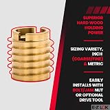 E-Z LOK 3/8-16 Brass Knife Threaded Inserts for Hard Wood, 0.625" Length, 10 view 3