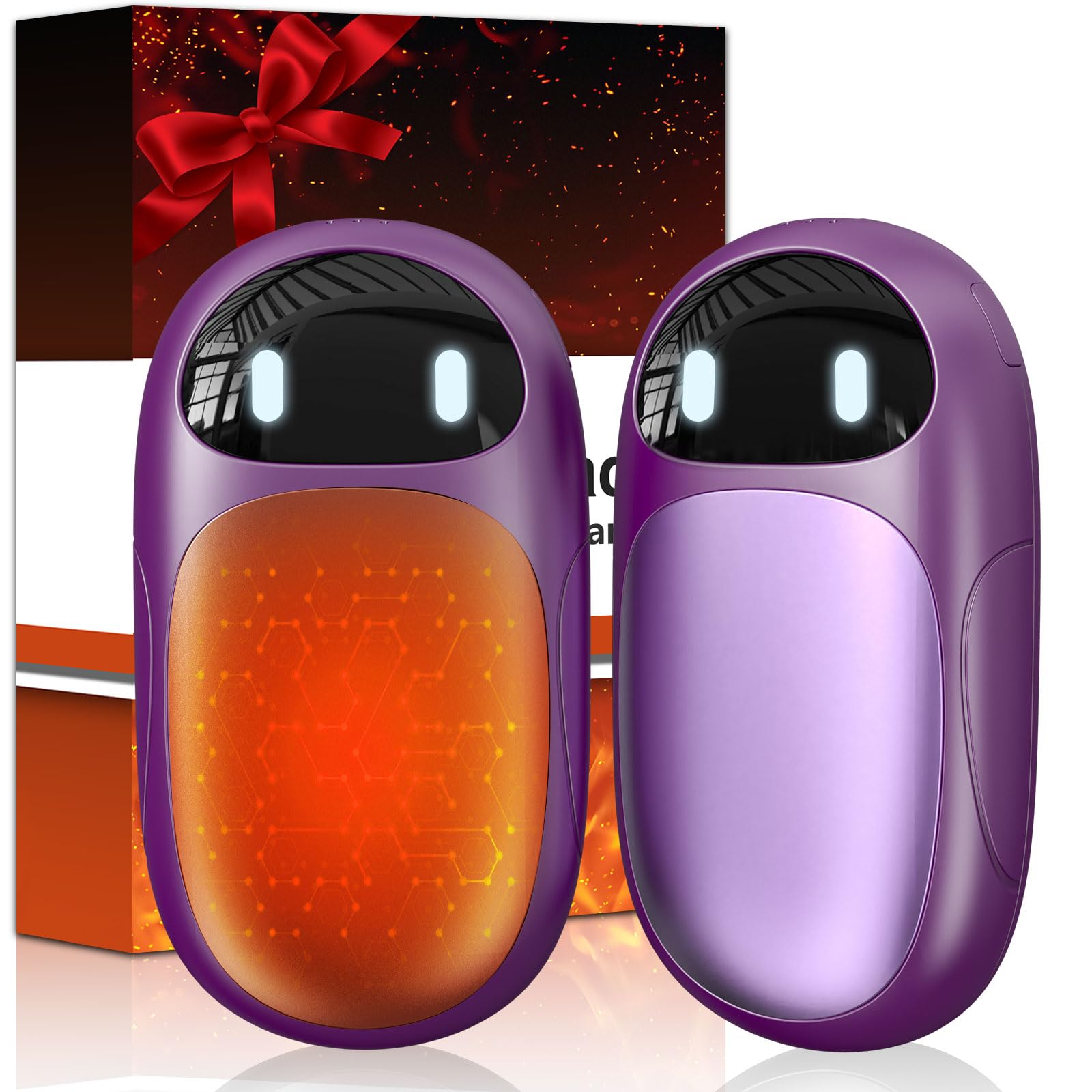 DDKJ Handwärmer Aufladbar 2 Pack 7000mAh - AI Magnetische Taschenwärmer USB mit LED-Display - Hand Warmers Elektrisch Beidseitig, Klein Hand Wärmer - Gifts für Outdoors, Jagd & Hiking - Dunkellila