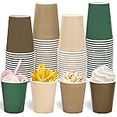 100Pcs Green Brown Paper Cups 9oz Woodland Themed Disposable Cup Gradient Color Drinking Cup for Cold Hot Drinks Birthday Bride Shower Supplies