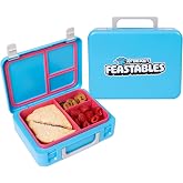 Mr. Beast Feastables Adjustable Bento Lunchbox- BPA Free, Snap Tight Lid, Removable Tray, Microwave &amp; Freezer Safe, 9.25"x7"x2.75", Easy Clean, Kids Lunchbox with Adjustable Compartments