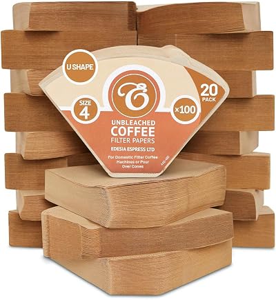 Edesia Espress 2000 Cone Coffee Filters Size 4 Brown Unbleached Paper