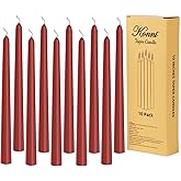 KONNI 0.87×10 Inch Dark Red Taper Candles, Unscented and Smokeless Tall Candlesticks, 10 Pack Tapered Candles with Cotton Wicks, Long Burning, Ideal for Weddings, Dinner Parties, and Home Décor