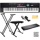 Roland JUNO-D8 Synthesizer Bundle with Adjustable Stand, Bench, Sustain Pedal, Cover, Austin Bazaar Instructional Video, and Polishing Cloth