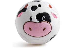 VangeBow Silent Indoor Soccer Balls for Toddlers 1-3, Inflatable Soft Plush Baby Toddler Soccer Ball Toys Gifts for Kid 3-5 Year Old Boy Girl First Birthday Gift (Cow, Pump Include)
