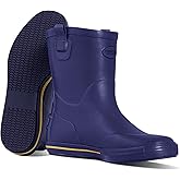 TerraTrax Men's Mid-Calf Waterproof Rain Boots, Wide Calf & Slip-Resistant Rubber Work Boots for Unisex, Garden, Farm, Fishing Shoes All-Weather