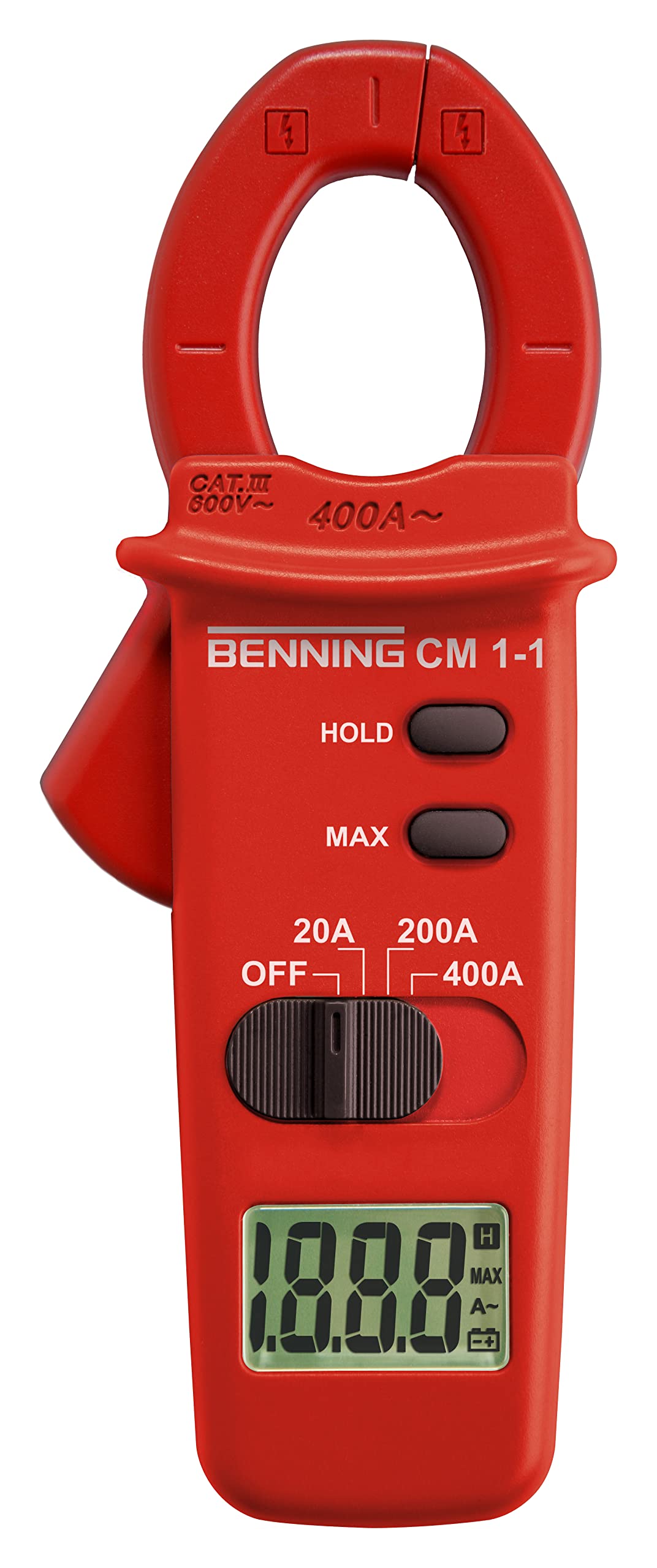Benning 044061 "CM 1-1" Digital Current-Clamp Multimeter, Red
