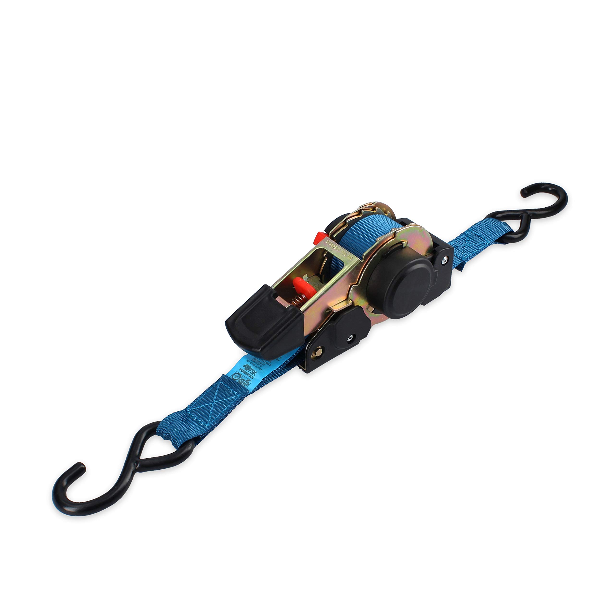 Ferrestock FSKCOS002 Ratchet Tie Down Strap, Reinforced Steel Hooks and Automatic Pickup System