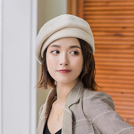 Amazon Co Jp Cenpen ベレー帽 かわいい ファッションの冬の女性の綿の帽子の帽子のブランドの新しい女性の画家の帽子かわいいベレー帽 のための新しいエレガントな女性の格子縞のベレー帽 春 夏 秋 冬 Color Beige 服 ファッション小物