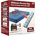 Twin/Twin-XL Mattress Vacuum Bag for Moving and Storage, Vacuum Seal Compression Bag for Twin and Twin-XL Size Mattresses, Heavy Duty Mattress Bag for Storage, with Sealing Clip and 5 Straps