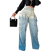 Vaceky Stretch Baggy Jeans Women High Waist Straight Leg Y2K Denim Cargo Pants