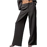 GORGLITTER Women's Low Rise Dress Pants Dressy Low Waisted Wide Leg Straight Business Work Trousers Slacks Pants Bottoms