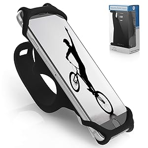 Premium Bike Phone Mount Made of Durable Non-Slip Silicone. Mobile Cellphone Holder/Universal Cradle for All Bicycle Handlebars and 99% of Smartphones: iPhone 8, 7, 6, 5, Samsung Series and More
