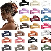 24 Pcs Medium Hair Claw Clips Set, 3.35 Inch Rectangle Claw Clips for Thick and Thin Hair Square Hair Clips for Women, Rectangle Hair Clip Banana Jaw Clip Hair Accessories for Girls (24 Colors)