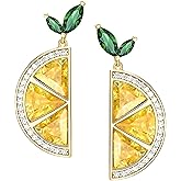 coadipress Delicate Fashion Lemon Stud Earrings for Women Glitter Rhinestone Lemon Earrings Lightweight Fruit Earrings Fruit Shape Cubic Zirconia Stud Earrings Jewelry Gift