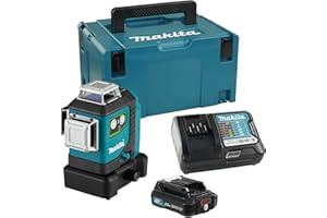 Makita SK700GDWAJ, 12V CXT Green Multi-Line Laser Level, Kit (2.0Ah Battery and Charger), 4 Horizontal & 4 Vertical Lines, Ba