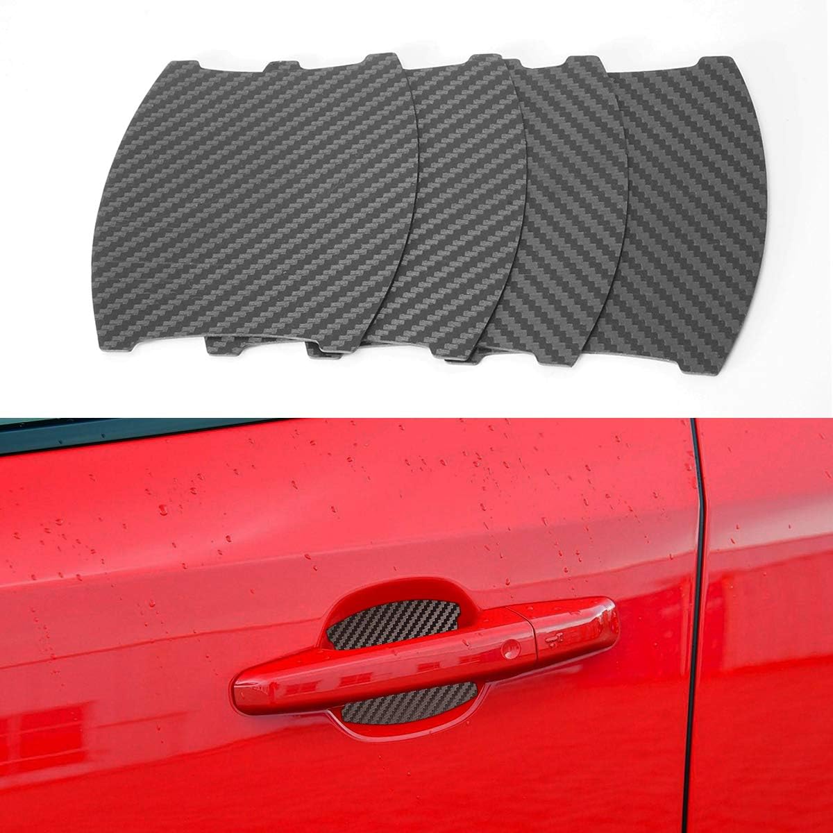 Door Handle Cup Protective Cover Door Handle Pocket Trim Magnetic Paint Scratch Cover Exterior Accessories for Fiat 500 (4 Pcs)