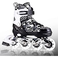 Kuxuan Skates Adjustable Inline Skates for Kids and Youth with Full Light Up Wheels Camo Outdoor Roller Blades Skates for Gir