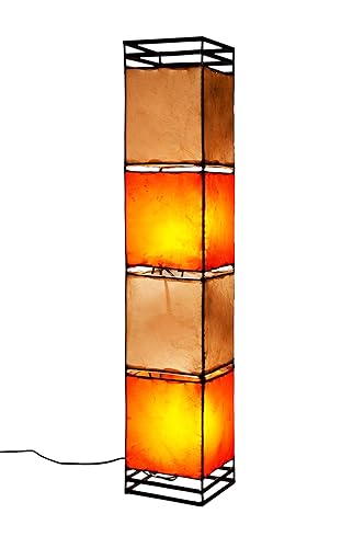 Orientalische Stehlampe Kaya Orange Beige 95cm Lederlampe Hennalampe Lampe Marokkanische Design Stehlampen Aus Metall Lampenschirm Aus Leder
