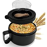 Souper Duper Ramen Bowl Set with Utensil &bull; Heat &amp; Eat Noodles in the Same Soup Bowl &bull; Meal Prep Containers with Lids &bull; Lunch Containers &bull; Microwave, Freezer, Dishwasher Safe (Black)