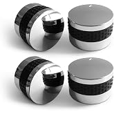 Unicook Grill Control Knobs for BBQ Grills with D-Shaped Shaft, 4 Pack | Gas Grill Knob Kit Replacement Parts, Chrome Plated Plastic with Nonslip Grip, Including 4 Knobs and 12 Adaptors