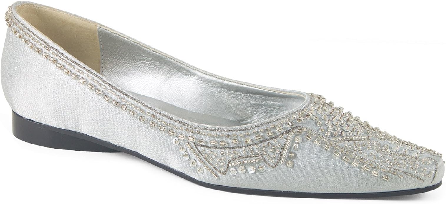 FARFALLA Beaded Flat Court Shoes (Silver, 4UK / 37EU) Amazon.co.uk