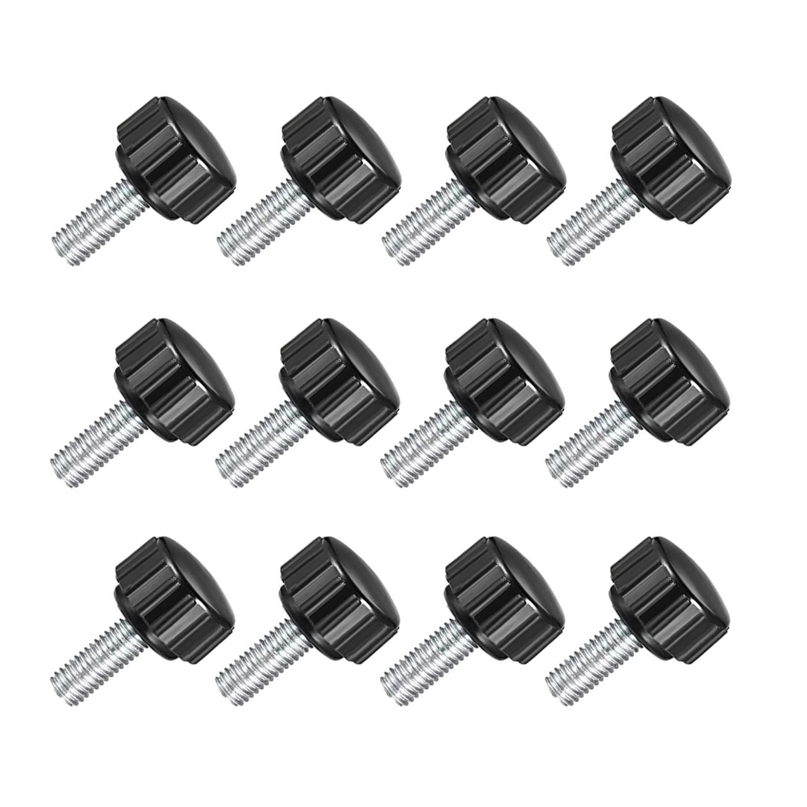 TA-VIGOR 12Pcs M5 x 15mm Male Thread Knurled Clamping Knobs Grip, 16mm Dia Carbon Steel Thumb Screw Clamping Handle Bolt with Thermoset Plastic Knobs