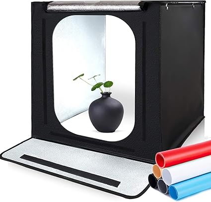 Amazon 撮影ボックス Samtian 40cｍ 簡易スタジオ 撮影スタジオ 6色背景布 撮影ブーツ 撮影キット 物撮り 調光器付き 光度調整可能 マルチアングル撮影 30w5500k 56pcs Ledライト搭載 6折り畳み式 軽便携帯型 組み立て簡単 Samtian ライトボックス ビューワー