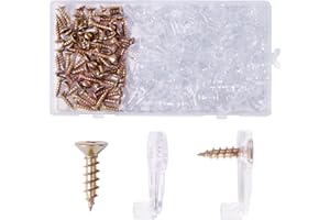 JUASKY 60 Sets Glass Retainer Clips Kit, Cabinet Glass Retainer Clips with Screws for Fixing Glass Cabinet Doors