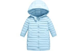 Happy Cherry Kids Long Down Coat Girls Zipper Puffer Hooded Jacket Boy's Lightweight Winter Jackets Outwear