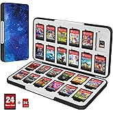 CaseBot Game Card Case for Nintendo Switch 2, Switch OLED/Lite, [Shockproof] Hard Shell 24 Game Holder Cartridge & 24 Slots Micro SD Card Storage Holder Box, Slim and Portable, Starry Sky