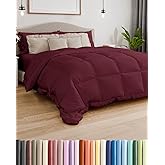 Queen Size, Burgundy Alternative Down Comforter - Warm, Lightweight & Breathable Hotel Quality Bedding Set for Men, Women, Kids & Teens - All Season Oversized Cooling Microfiber Duvet Insert Comforter