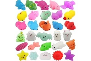 RESUMPLAN 30 Pack Mochi Squishies Toys Set, Fun and Cute Party Favors for Kids,Stress Relief Toys for Boys Girls Birthday Gift,Treasure Box Toys for Classroom Prizes,Goodie Bags Fillers with Storage Box