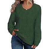 CARCOS Womens Plus Size Tops Fall Cable Knit Sweaters Long Sleeve Shirts Crewneck Lightweight Tunic Tops Winter XL-5XL