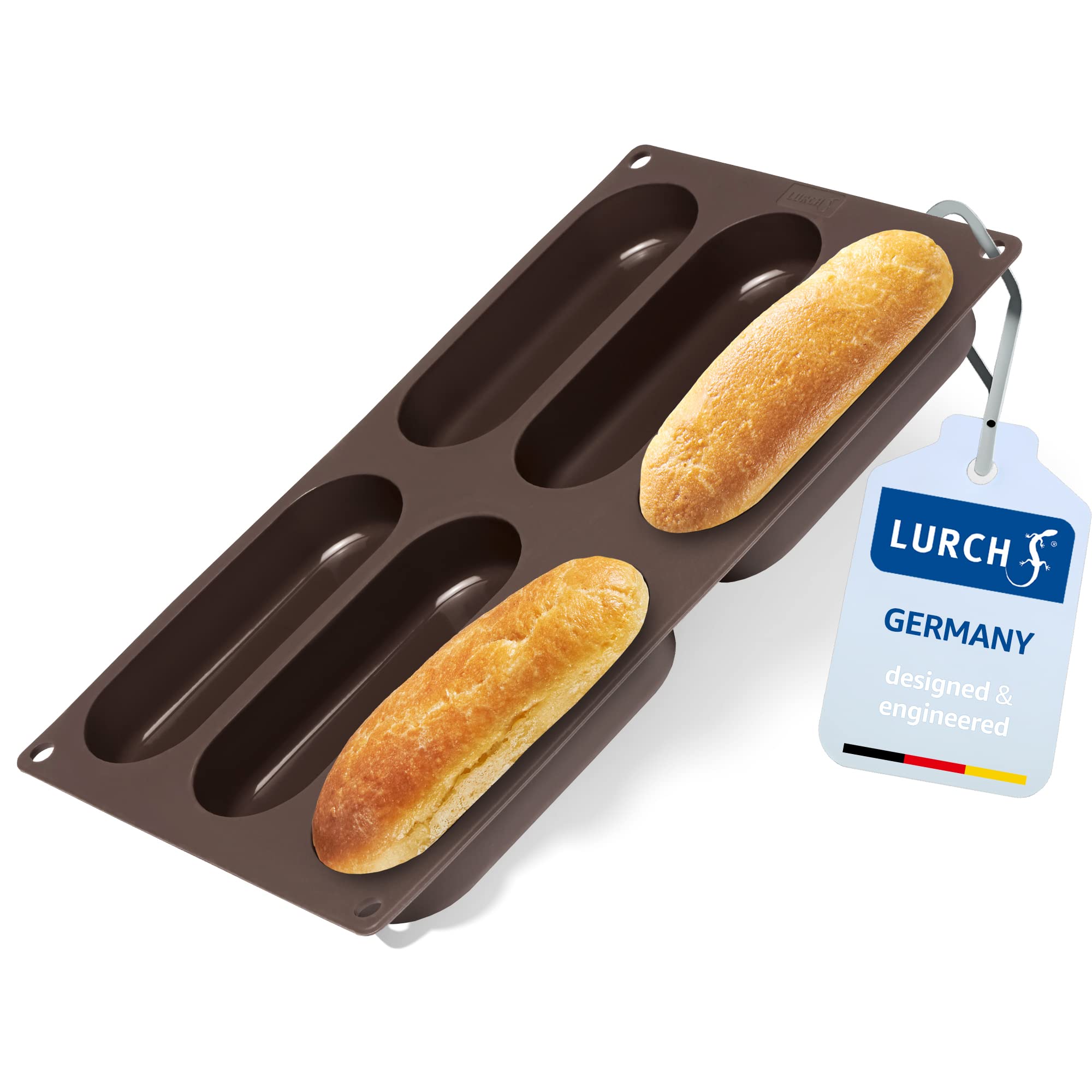 Lurch Flexiform Hotdog Bun, Silicone, Brown, 30 x 17.5 x 2.5 cm