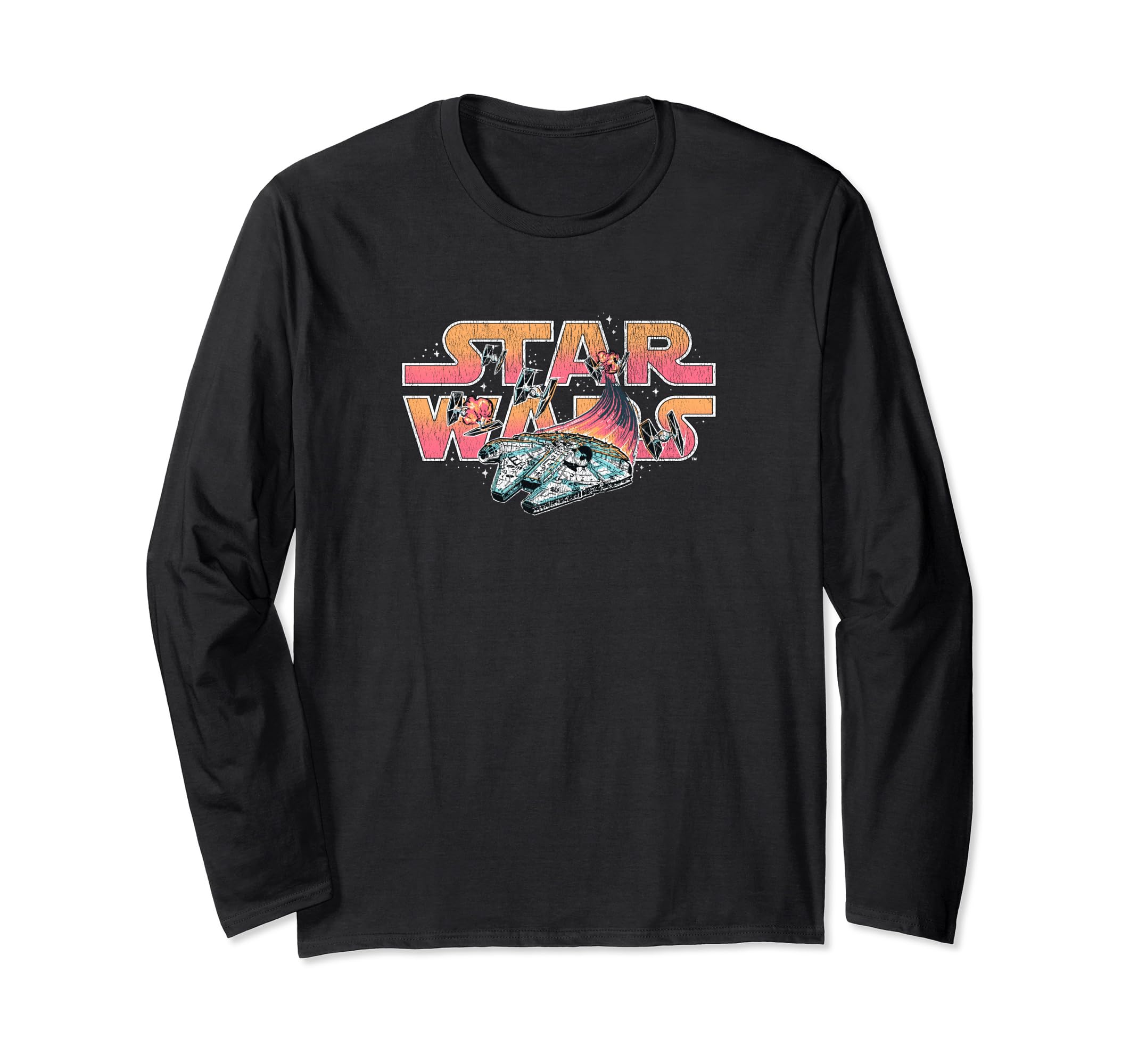 Star Wars Millennium Falcon Tie Fighter Space Battle Logo Long Sleeve T-Shirt
