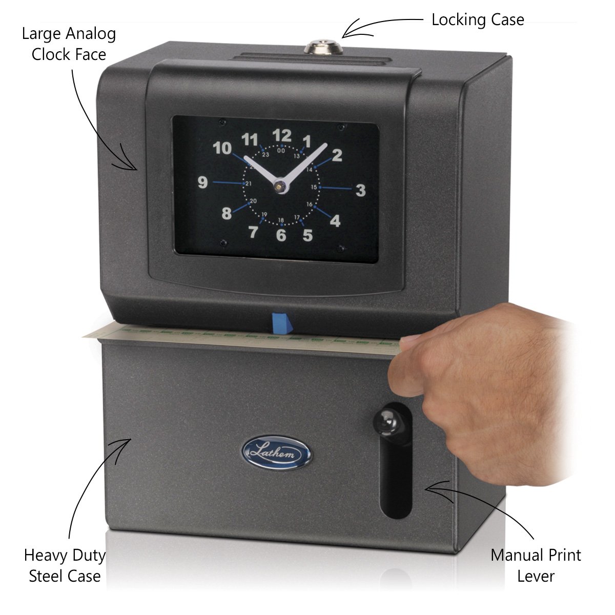 Amazon.com : Lathem Manual Time Clock for Month, Date, AM/PM, Hour (1-12) &  Minutes (2101) : Electronics